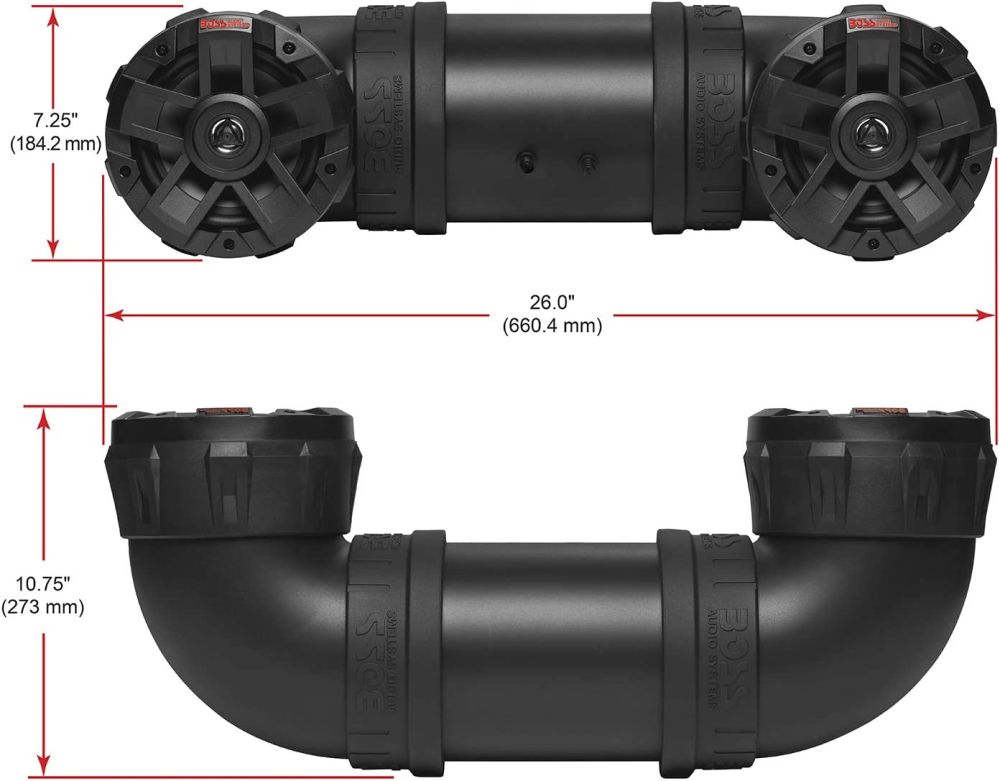 BOSS Audio Systems ATVB6.5R ATV UTV Weatherproof Sound System - 6.5 Inch Speakers, 1 Inch Tweeters, Built-in Amplifier, Bluetooth, Rechargeable Batter Boss Audio Systems 6.5\" | Bluetooth ATV Speakers